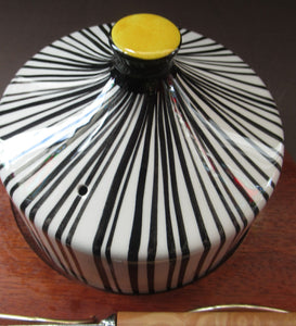 1960s Cheese Dome Zebra Stripes with Wooden Base. WYNCRAFT