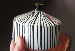 1960s Cheese Dome Zebra Stripes with Wooden Base. WYNCRAFT