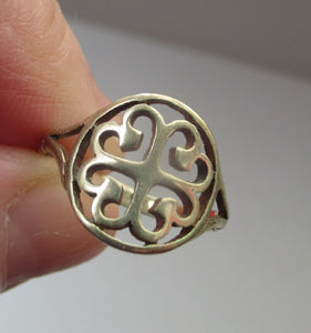 1970s Scottish 9ct Gold Ring. Ortak Design St Magnus  Cross