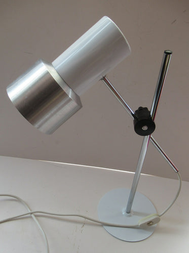 Vintage 1970s Table Lamp Desk Plam by Prova Italian Design White and Silver