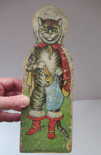 Antique Wooden Skittle Pantomime Cat Puss in Boots