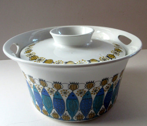 1960s Norwegian Clupea Herring Dish Lidded Casserole or Serving Disah Figgjo Flint Turi Design