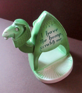 Porcelain Ashtray, Match Holder and Striker by Schafer & Vater. GREEN ART DECO CAMEL