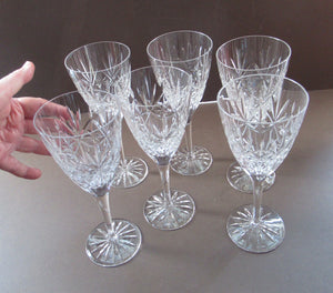 Six Large Edinburgh Crystal Large White Wine Glasses 