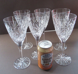 Six Large Edinburgh Crystal Large White Wine Glasses 