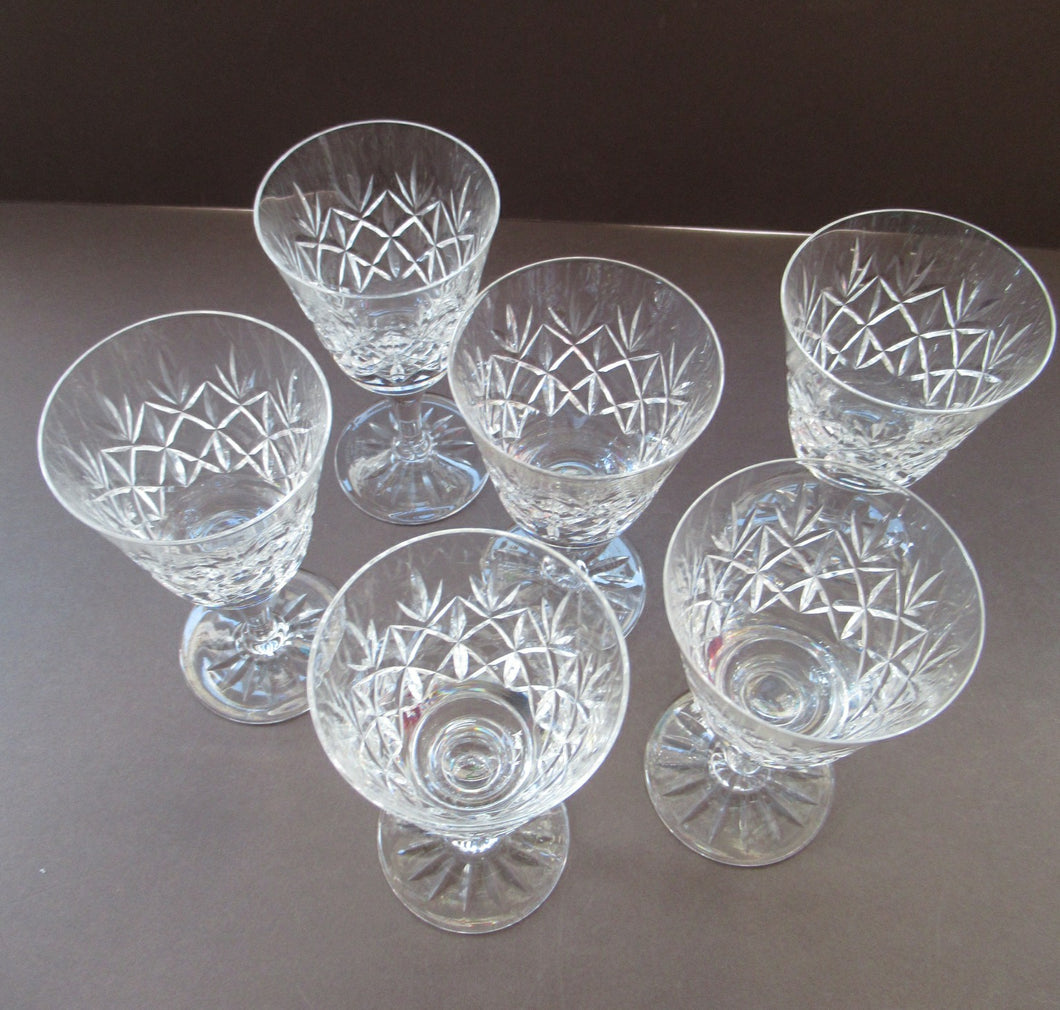 Set of 6 Vintage Glenshee Edinburgh Crystal Vintage White Wine Glasses