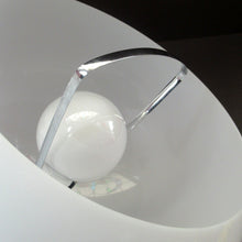 Load image into Gallery viewer, 1970s Guzzini Style White Space Age Ball Rise and Fall Plastic &amp; Chrome Hanging Shade
