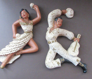 1950s American Universal Statuary Company Wall Plaques Dancing Figures