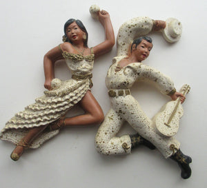 1950s American Universal Statuary Company Wall Plaques Dancing Figures