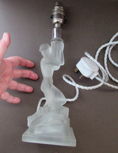 1930s Walther & Sohne German Art Deco Frosted Glass Nude Table Lamp