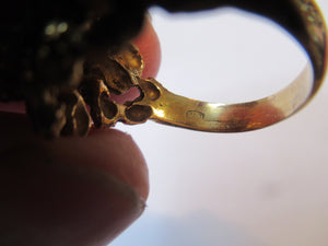 1960s 18ct Gold & Natural Coral Cocktail Ring UK Size P