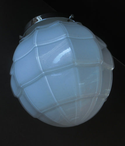 1930s Opaque White Milk Glass Art Deco Hanging Globe Shade