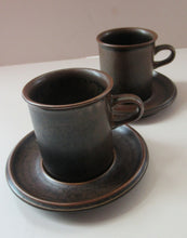 Load image into Gallery viewer, Set of Six Ruska Smaller Coffee Cups and Saucers 1960s Ulla Procope. Made in Finland
