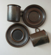 Load image into Gallery viewer, Set of Six Ruska Smaller Coffee Cups and Saucers 1960s Ulla Procope. Made in Finland
