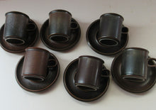 Load image into Gallery viewer, Set of Six Ruska Smaller Coffee Cups and Saucers 1960s Ulla Procope. Made in Finland
