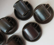 Load image into Gallery viewer, Set of Six Ruska Smaller Coffee Cups and Saucers 1960s Ulla Procope. Made in Finland
