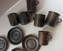 Load image into Gallery viewer, Set of Six Ruska Smaller Coffee Cups and Saucers 1960s Ulla Procope. Made in Finland
