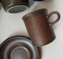 Load image into Gallery viewer, Set of Six Ruska Smaller Coffee Cups and Saucers 1960s Ulla Procope. Made in Finland
