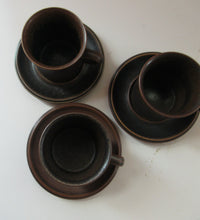 Load image into Gallery viewer, Set of Six Ruska Smaller Coffee Cups and Saucers 1960s Ulla Procope. Made in Finland
