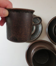 Load image into Gallery viewer, Set of Six Ruska Smaller Coffee Cups and Saucers 1960s Ulla Procope. Made in Finland
