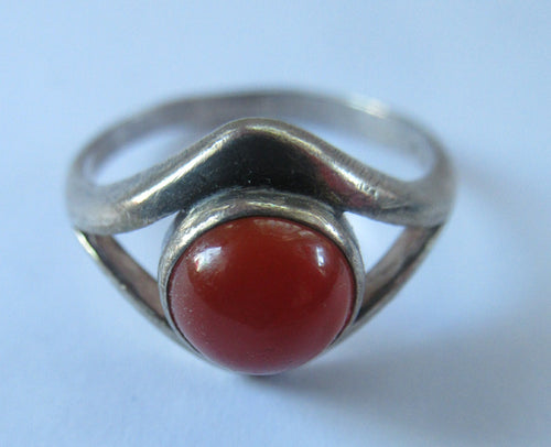 1970s Ortak Silver Ring with Cornelian. UK Size P 1/2