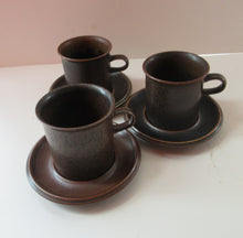 Load image into Gallery viewer, Set of Six Ruska Smaller Coffee Cups and Saucers 1960s Ulla Procope. Made in Finland
