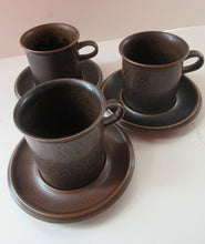 Load image into Gallery viewer, Set of Six Ruska Smaller Coffee Cups and Saucers 1960s Ulla Procope. Made in Finland
