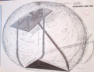 LARGE 1976 Poster for Generative Code Art Exhibition by PAUL NEAGU. Signed in pencil.