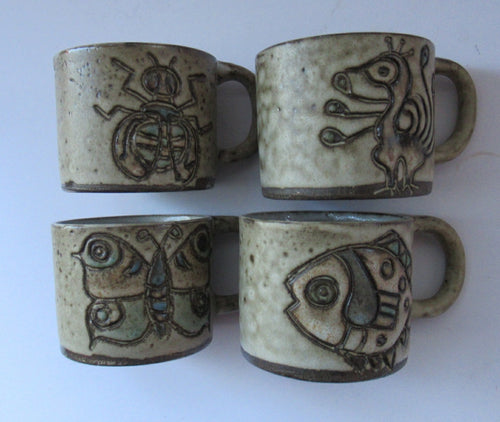 Vintage 1960s Dutch Studio Pottery Cups by Hannie Mein