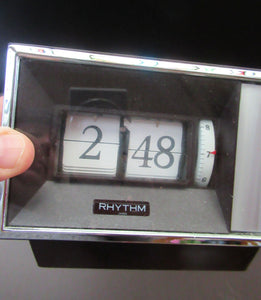 Fabulous SPACE AGE Vintage JAPANESE Flip Clock or Wind Up Alarm Clock. Rhythm No 16506