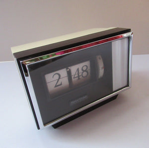 Fabulous SPACE AGE Vintage JAPANESE Flip Clock or Wind Up Alarm Clock. Rhythm No 16506