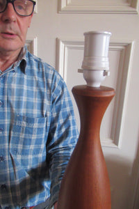 Vintage 1960s Turned Solid Teak Table Lamp