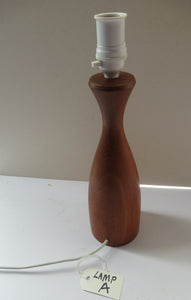 Vintage 1960s Turned Solid Teak Table Lamp