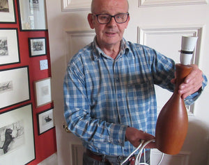 Vintage 1960s Turned Solid Teak Table Lamp