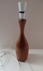 Vintage 1960s Turned Solid Teak Table Lamp