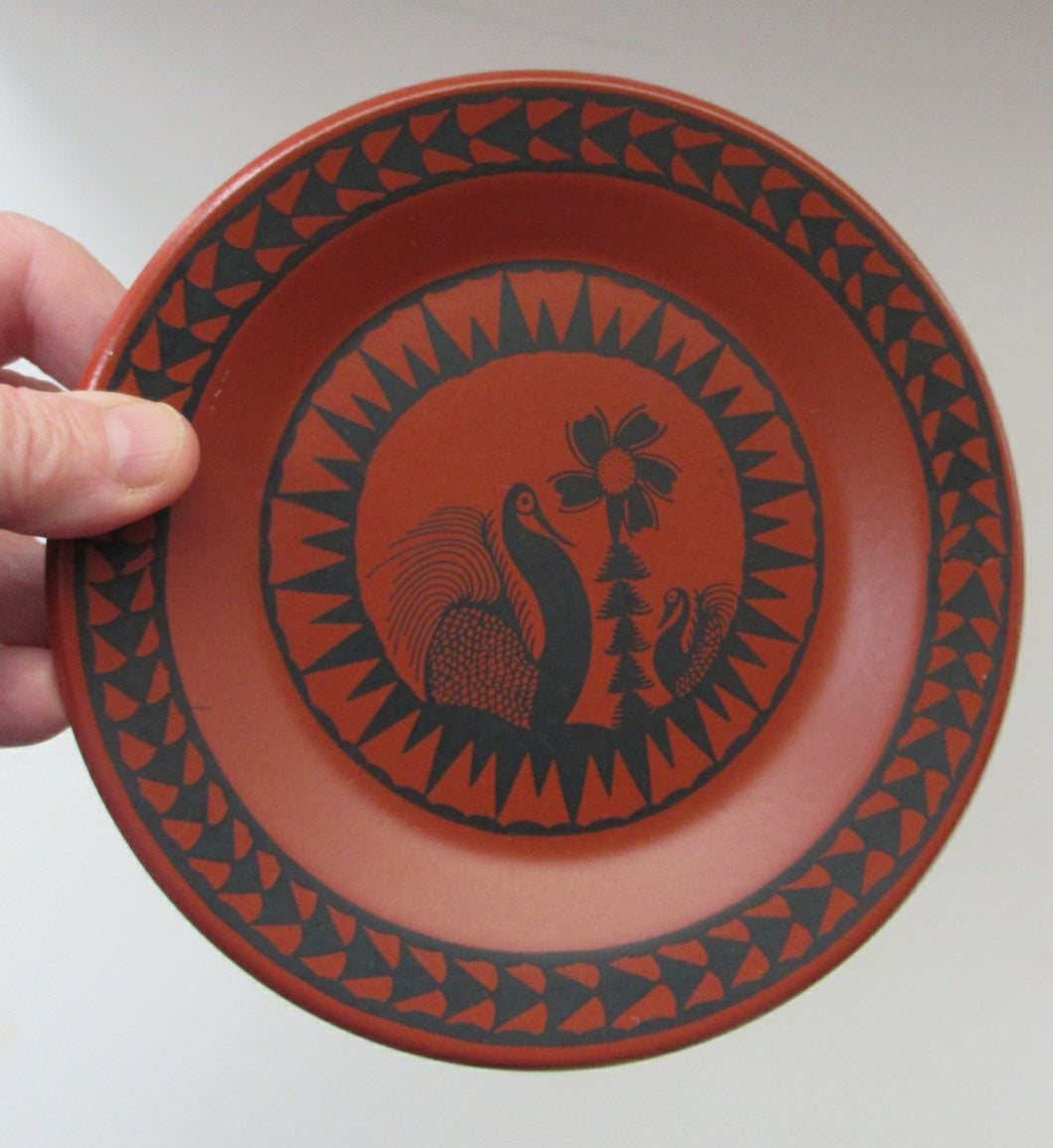1960s Scottie Wilson Small Plate or Saucer Terracotta 6  1/4 inches
