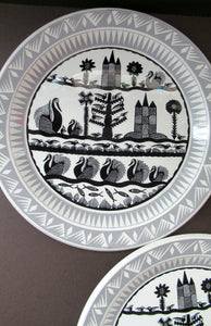 1960s Scottish Wilson Dessert Plate Black and White Royal Worcester 10 inches 