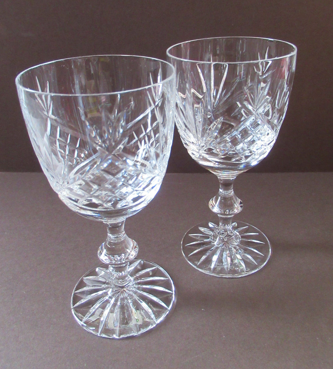 Pair of EDINBURGH CRYSTAL Small Wine Glasses. Etched mark to base: Hei ...