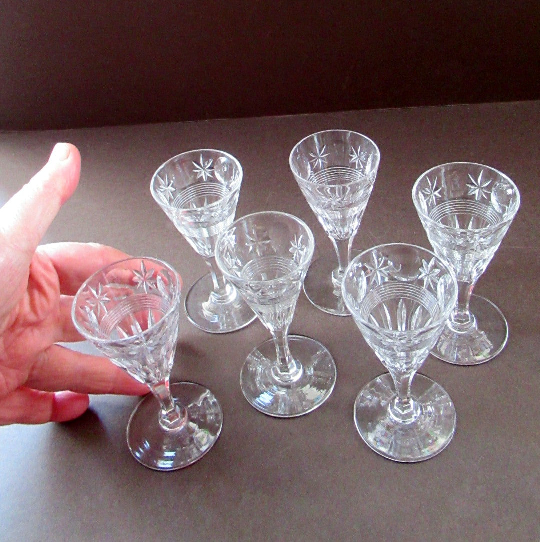 Sold at Auction: SET OF 6 CRYSTAL SHORT STEM WINE GLASSES, MARKED STUART,  ETCHED PATTERN