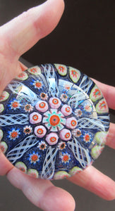 1950s Vasart Paperweight Scottish Vintage Glass 8 Spokes and Millefiori Canes