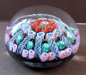 1950s Vasart Paperweight Scottish Vintage Glass 10 Spokes and Millefiori Canes