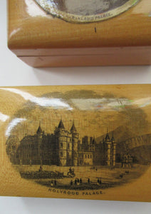 Pair of Victorian Mauchline Ware Boxes. Hollyrood Palace and Falkland Palace