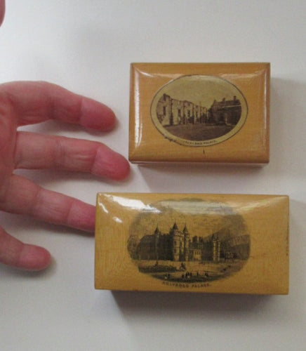 Pair of Victorian Mauchline Ware Boxes. Hollyrood Palace and Falkland Palace