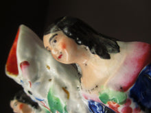 Load image into Gallery viewer, Antique Staffordshire Miniature Spill Vase. A Courting Couple Standing at a Well over a Stream
