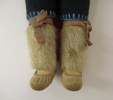 Load image into Gallery viewer, Vintage Mid Century Inuit Eskimo Doll with handmade felt clothes
