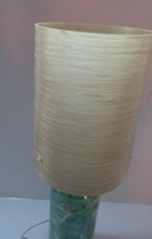 Load image into Gallery viewer, 1970s Shattaline Lamp with Green Base and Beige Spun Fibre Shade
