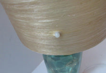 Load image into Gallery viewer, 1970s Shattaline Lamp with Green Base and Beige Spun Fibre Shade
