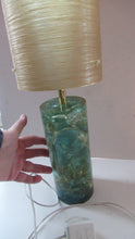 Load image into Gallery viewer, 1970s Shattaline Lamp with Green Base and Beige Spun Fibre Shade
