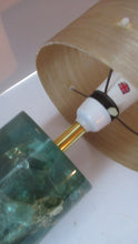 Load image into Gallery viewer, 1970s Shattaline Lamp with Green Base and Beige Spun Fibre Shade
