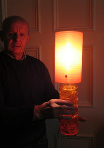 1970s Orange Shattaline Perspex Lamp with Original Tangerine Shadee